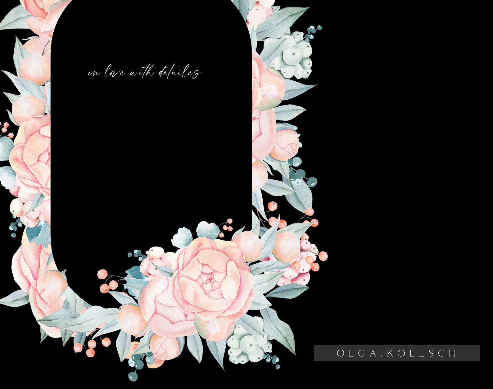 Boho Roses Frame Clipart Watercolor Floral Borders Png - Etsy