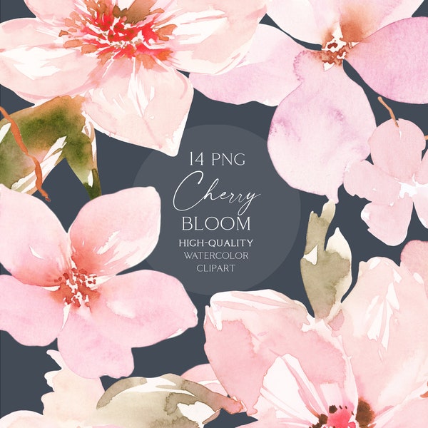 Cherry blossom clipart. Watercolor sakura blossom png, Pink floral bouquets for wedding ivitation, girl baby shower 142