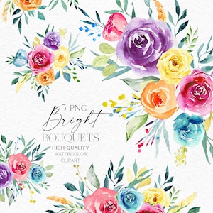 Heldere boeketten clipart, aquarel zomer bloemen randen png, babyshower clipart met kleurrijke bloemen png 129