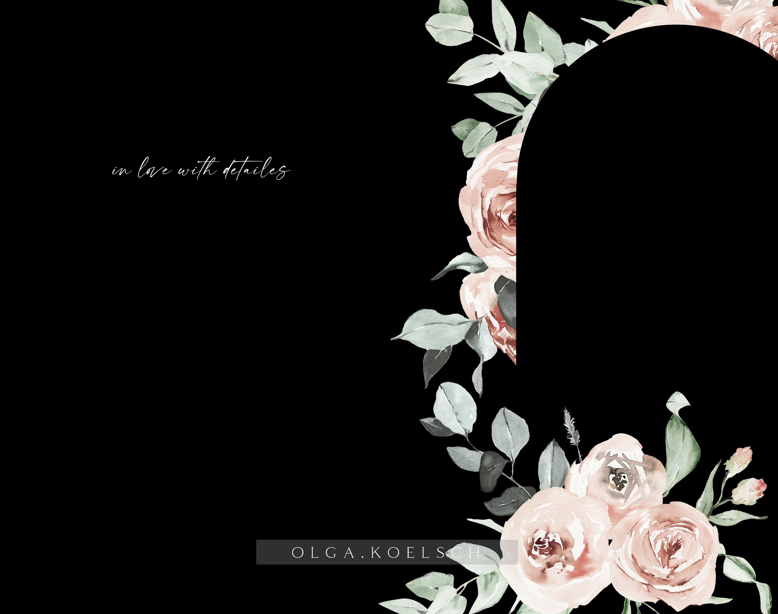 Boho roses frame clipart Watercolor floral borders png | Etsy
