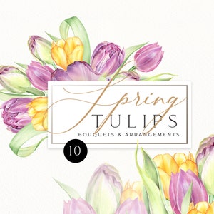 Aquarel tulpen clipart, Pasen clipart aquarel bloemen, lente bloemenboeketten, boeketten png PNGEgg