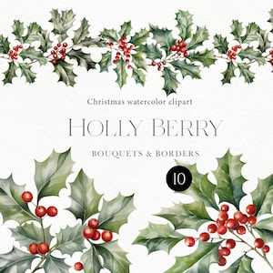 Watercolor Holly Gift Bags