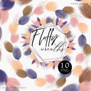 Pampas grass clipart, Bunny tail grass clip art, Flores secas boho png, Boho crown clipart para convites de casamento, boho logo 028