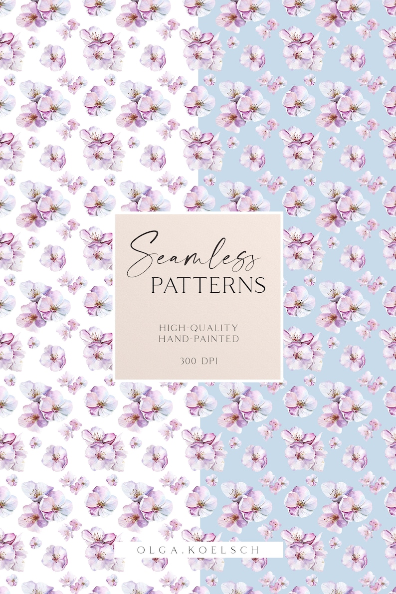 Boho Pink Seamless Pattern for Fabric Watercolor Cherry - Etsy