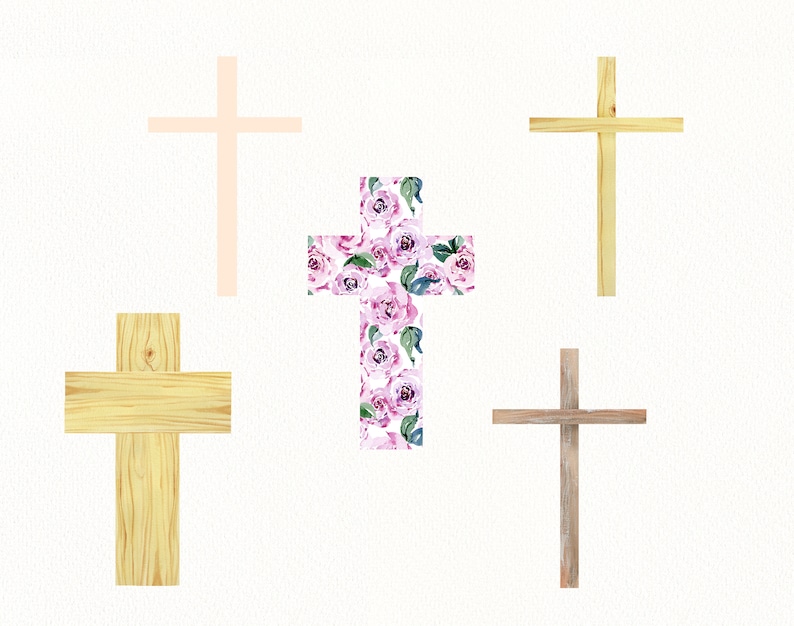 Religious easter clipart Watercolor floral cross clipart First Communion clipart baptism