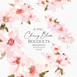 Clipart de fleurs de cerisier. Aquarelle de fleur de sakura png, bouquets de fleurs roses pour invitation de mariage, baby shower fille 142