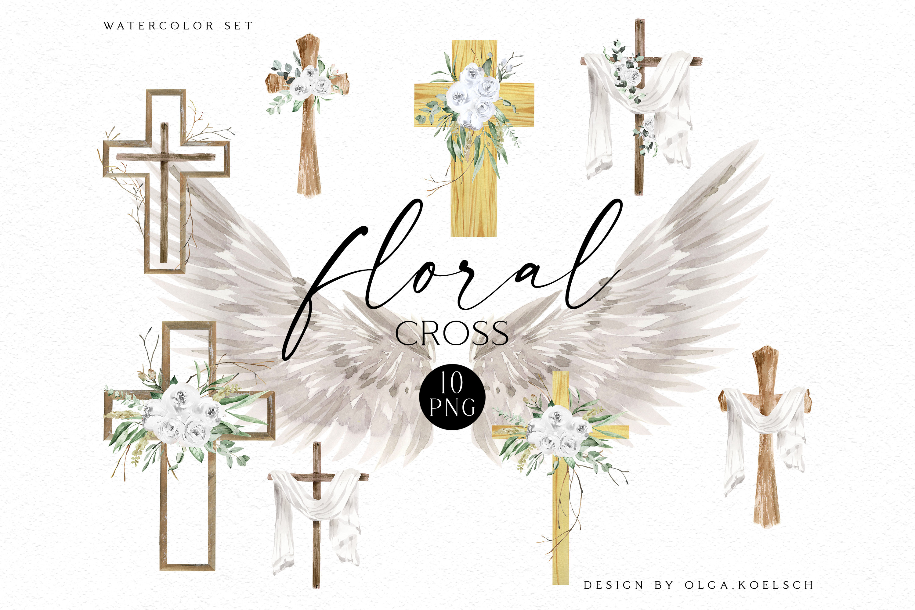 Clipart de cruz floral de acuarela, Clipart de Pascua religiosa, Alas de  ángel png, Cruz de bautismo, Clipart de primera comunión 019 - Etsy México, image size:2998x2000