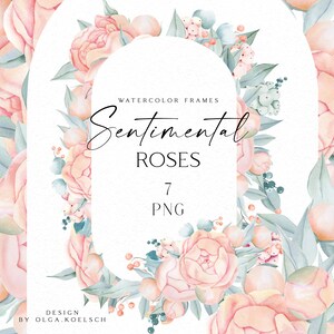 Boho Roses Frame Clipart Watercolor Floral Borders Png - Etsy
