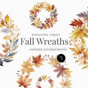 Aquarell Herbst Kranz Clipart, Herbst Rahmen png für Danksagungskarte, Herbst Babyparty, Erntedankfest, digital scrapbooking 150