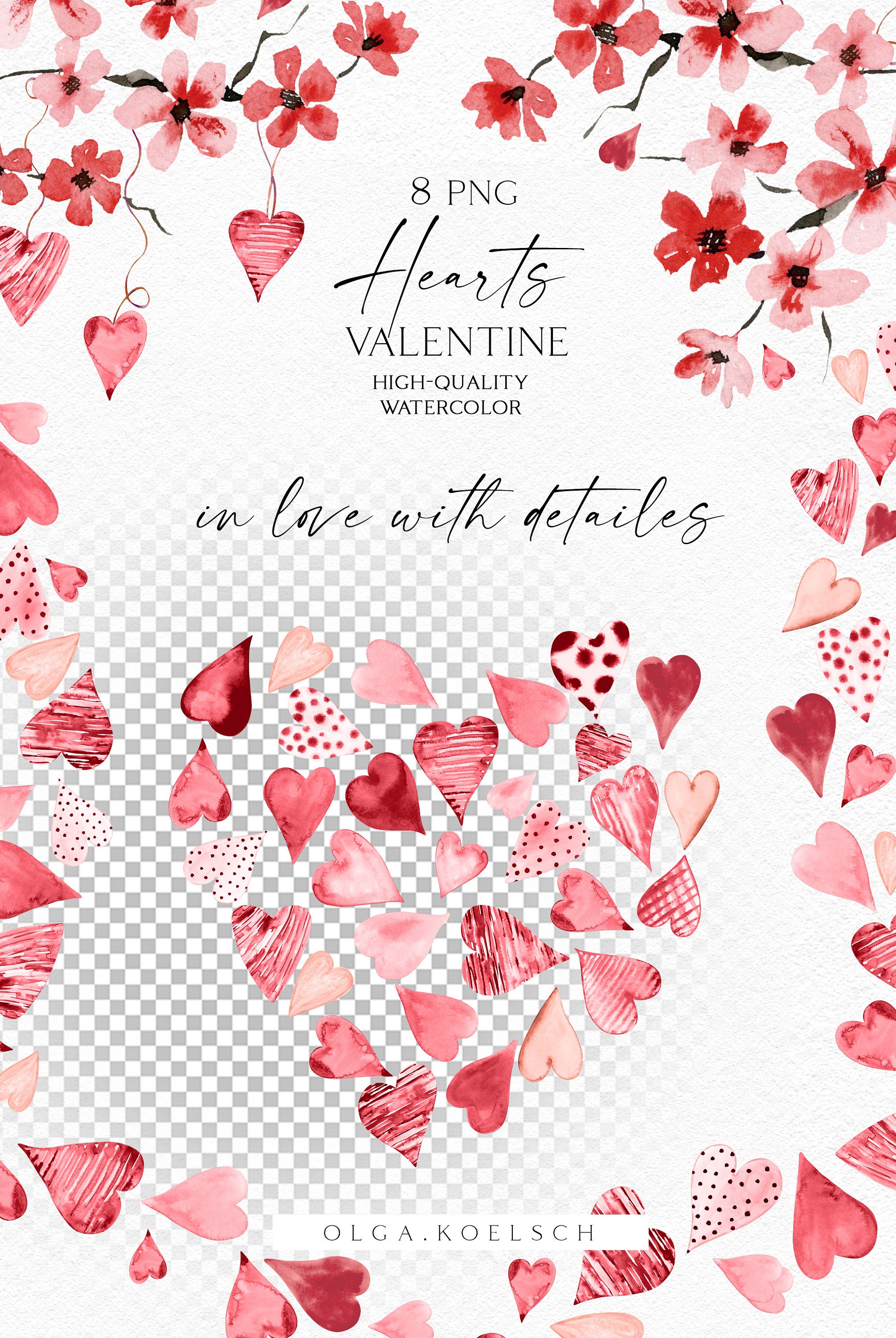 Pink Heart Clipart Watercolor Valentine Png Watercolor Heart | Etsy