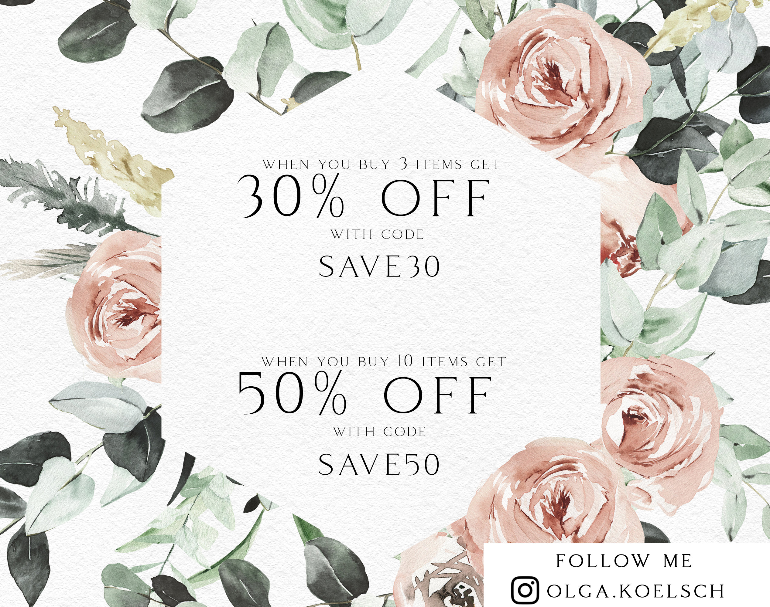 Boho roses frame clipart Watercolor white floral borders png | Etsy