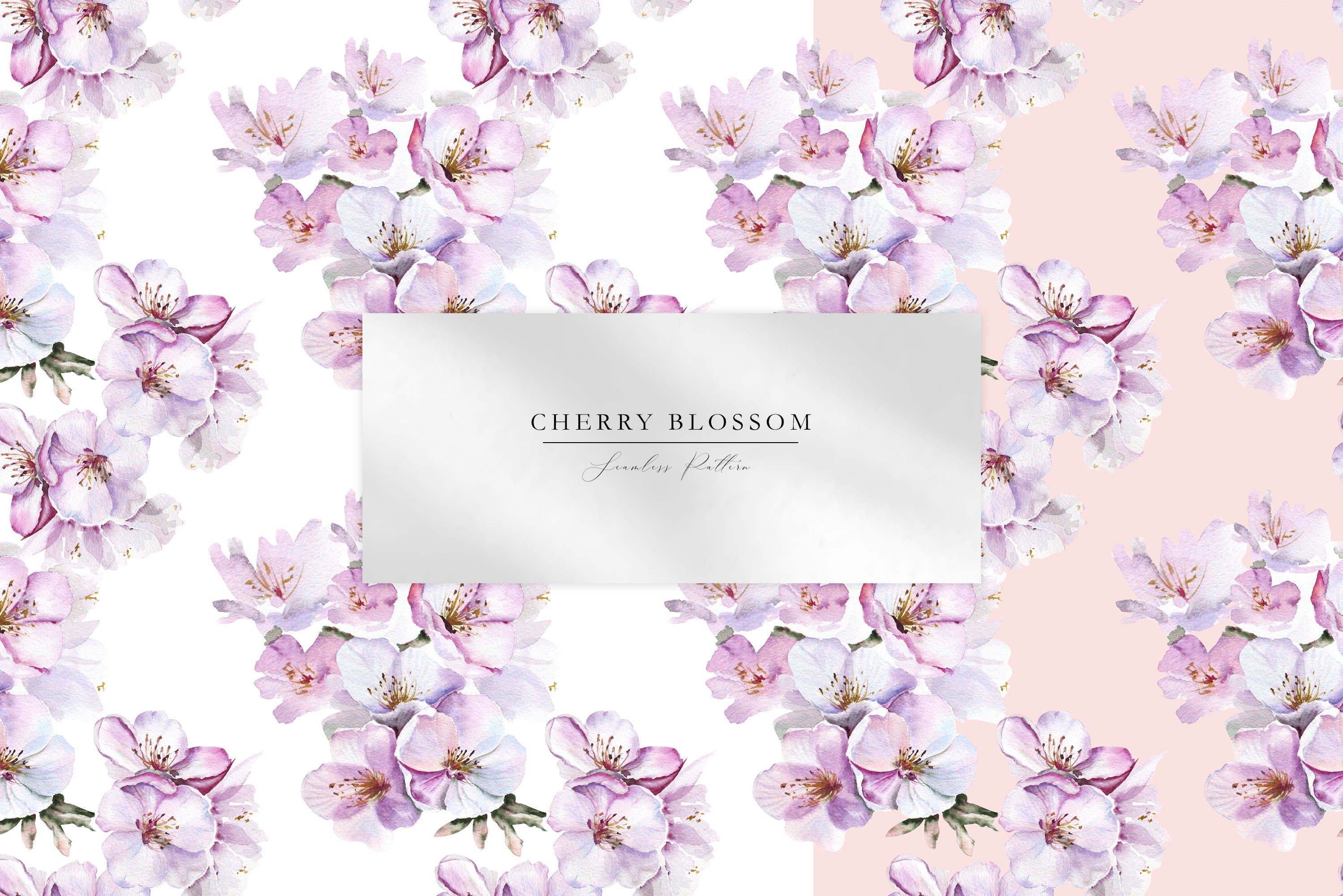 Boho Pink Seamless Pattern for Fabric, Watercolor Cherry Blossom Flower ...