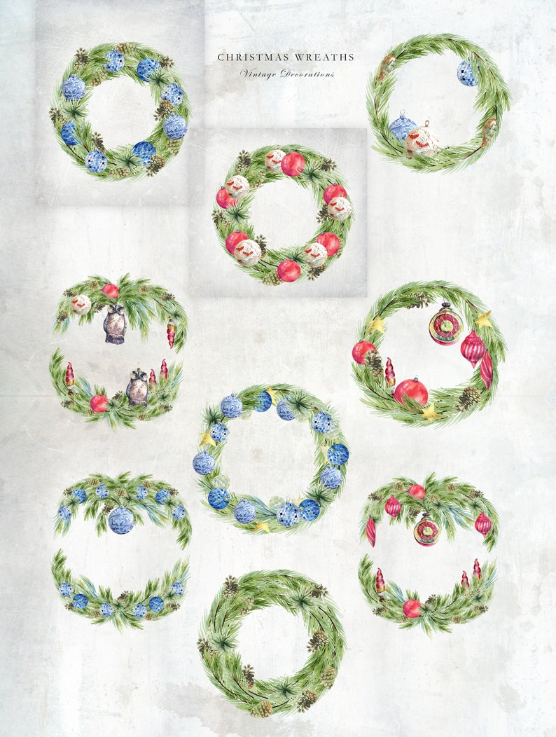 Download Christmas Cards Vintage Christmas Watercolor Clipart Retro Christmas Tree Decorations Christmas Wreaths Digital Paper Glass Decor Clipart Clip Art Art Collectibles Delage Com Br
