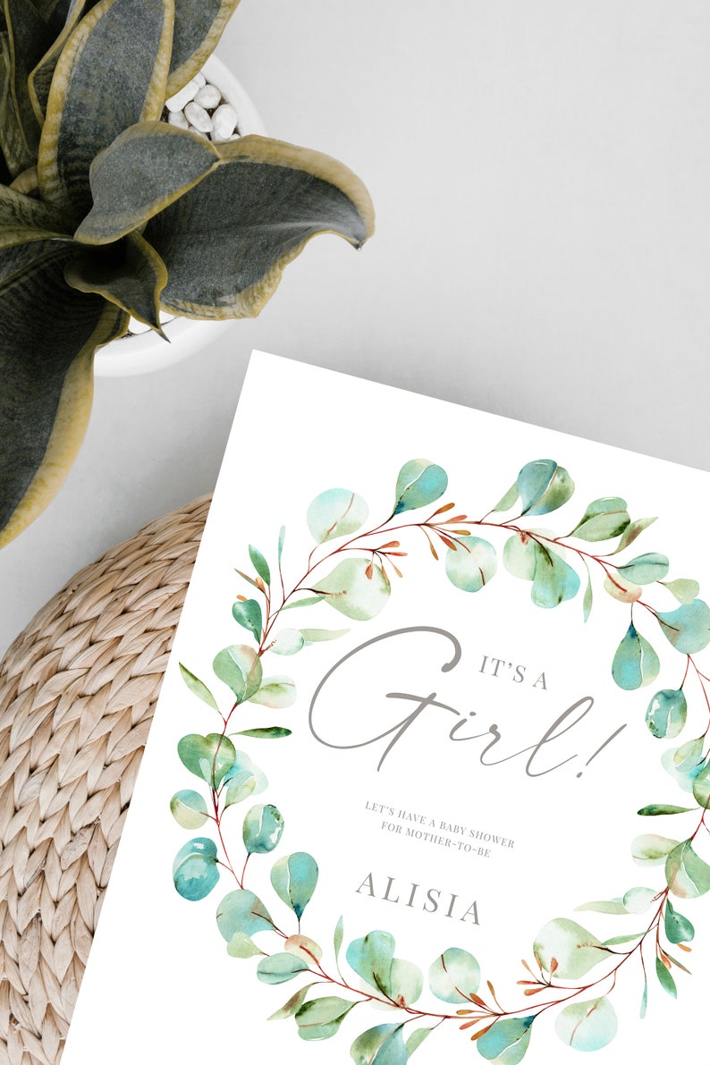 Watercolor Eucalyptus Wreath Clipart, Greenery Wedding Invitation (PNG ...