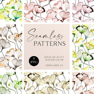 Boho Seamless Pattern for Fabric, Watercolor Flower Seamless Digital ...