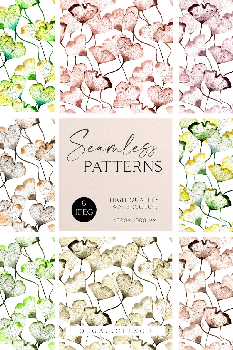 Boho Seamless Pattern for Fabric, Watercolor Flower Seamless Digital ...