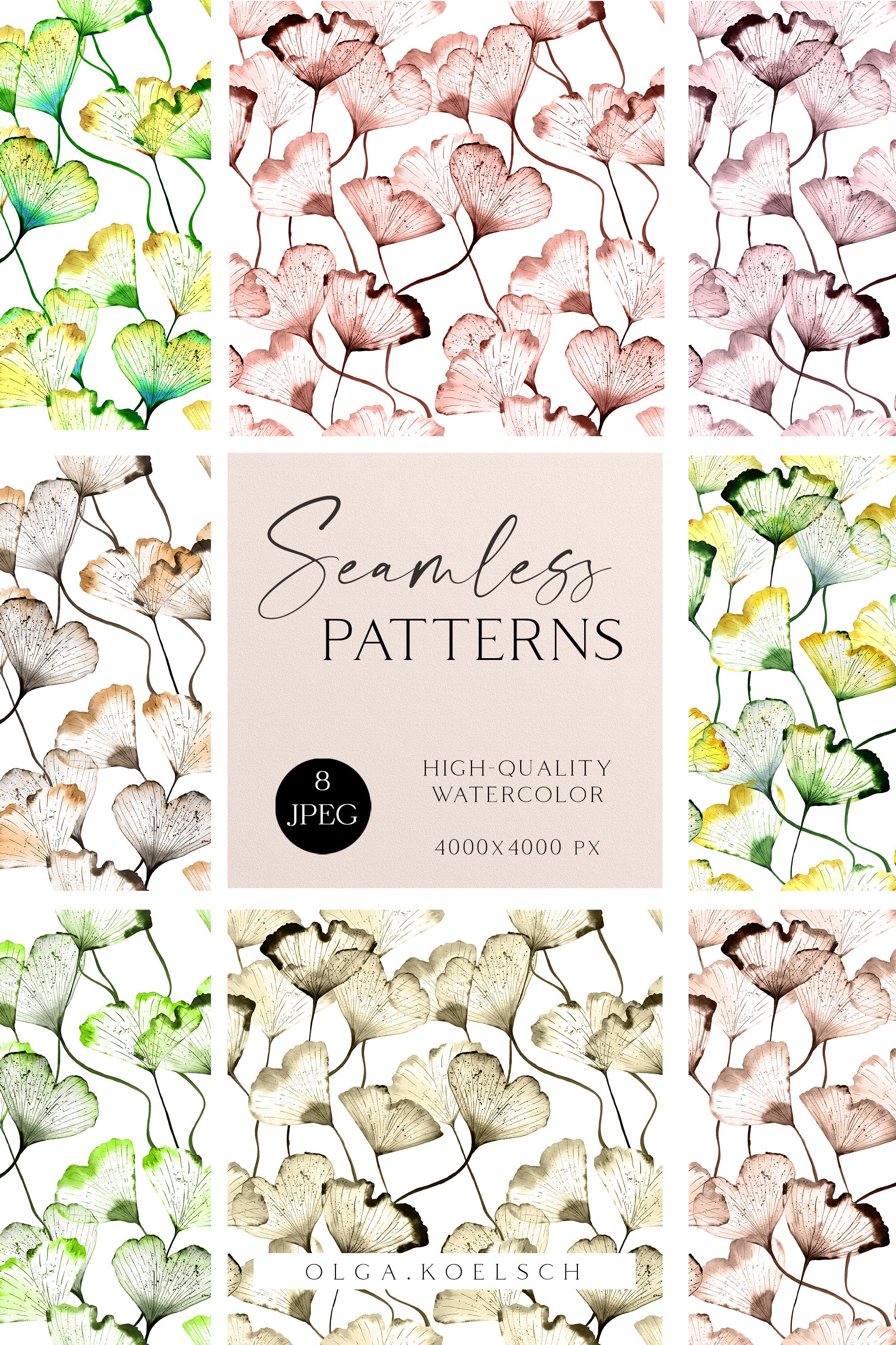 Boho Seamless Pattern for Fabric, Watercolor Flower Seamless Digital ...