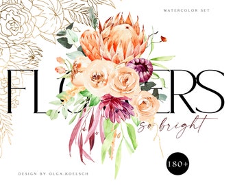 Boho wedding watercolor floral clipart, Tropical floral border png, Burgundy and peach floral png for digital scrapbooking, wedding, cards