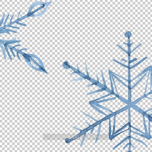 Puede incluir: Dos copos de nieve azules de acuarela con dise&ntilde;os intrincados. Los copos de nieve est&aacute;n aislados sobre un fondo transparente.