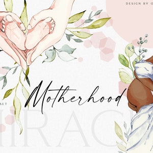 Clipart ciążowy, clipart noworodkowy, clipart rodzinny, clipart afroamerykańskich kobiet na zaproszenia na baby shower, prezenty dla noworodków DIY 081