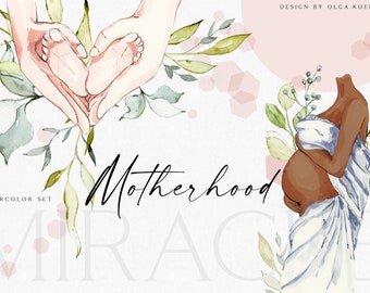 Zwangerschap clipart, pasgeboren clipart, familie clipart, Afro-Amerikaanse vrouwen clipart voor babyshower uitnodigingen, pasgeboren geschenken DIY 081