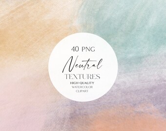 Neutrale Aquarell Pinselstriche Cliparts, abstrakte Cliparts, beige Texturen png für Hochzeitseinladung, Babyparty, soziale Medien