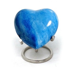 Marble finish Heart urn, Blue Heart Keepsake Brass made urn for human ashes,