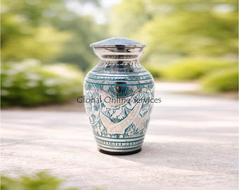 Beautiful Small Green Going Home Swirl Mini Keepsake Cremation Urn for Ashes