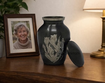 Gray Rose Keepsake Urn for Ashes: Small Brass Cremation Urn