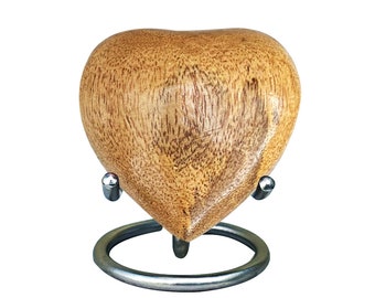 Wooden Heart Keepsake Urn for Funeral Human Ashes (Polished)