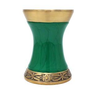 Green Floral leaf Engraved Medium Tealight Cremation Urn For Ashes