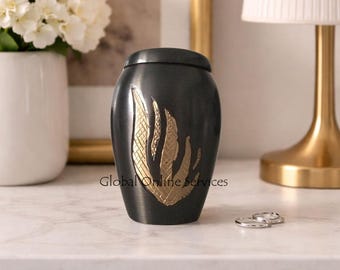 Newbury Golden Flame Small Brass Keepsake Urn for Ashes