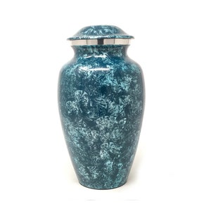 Beautiful Aluminium Made Sliver Blue Cremation Urn for Ashes