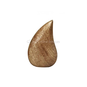 Beautiful Small Polished Wooden Teardrop Keepsake Urn for Human Ashes