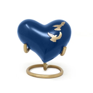 Flying Doves Mini Funeral Heart Keepsake Urn For Ashes