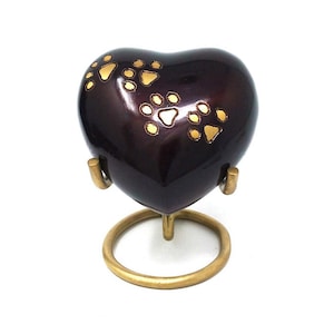 Pet Mini Keepsake Urns For Ashes UK - Heart Brown Pewter Brass Cremation Urns, Memorial Urns