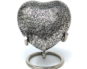 Cremation Urns Brass Funeral Urn Ashes, Glenwood Small Heart Keepsake Urn with Stand