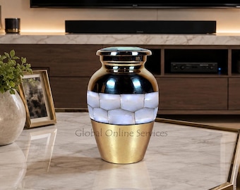 Brass Keepsake Urns, Elite Mother Of Pearl Keepsake Urn.