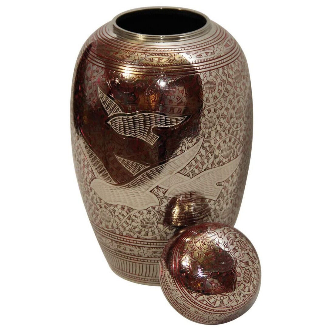 GetUrns Urna Commemorativa In Legno Composito, Finitura Ciliegia, Con Targa In Ottone, Per Adulti