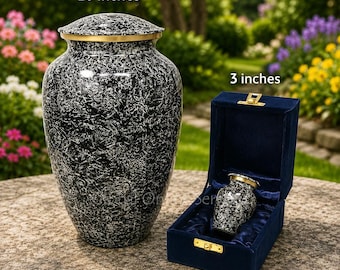 Hand-Painted Flower Design Brass Funeral Urn