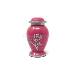 Beautiful Cerise Pink Flower Dove Small Keepsake Cremation Urn Ashes.