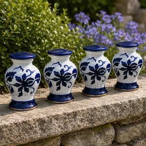 Pack of 4 White brass Cremation urns Flower painted small keepsake urn for ashes