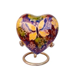 Golden Butterfly Heart Keepsake Urn – Small Memorial Urn for Human Ashes