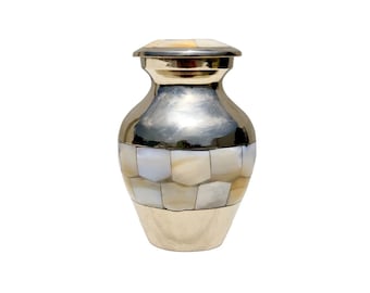 Brass Keepsake Urns, Elite Mother Of Pearl Keepsake Urn.