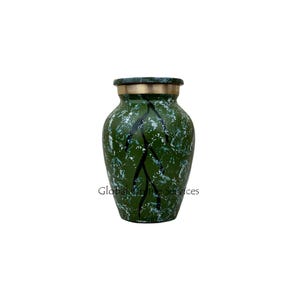 Urna de cremación de recuerdo para cenizas, clásica, pequeña, de latón, en color verde. imagen 2