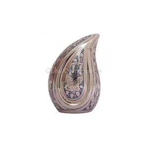 Doves Going Home Blue Small Teardrop Funeral Urn for Ashes