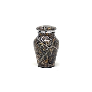 Beautiful Black Meadow Forest Pattern Aluminium Memorial Urn For Ashes.
