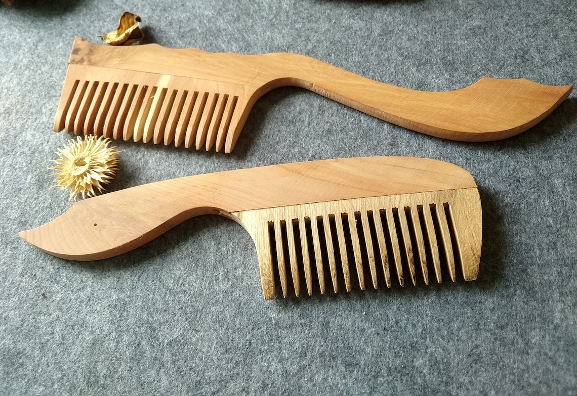 Set of Wooden Combs. Natural Hand carved Brown Comb. Juniper Etsy