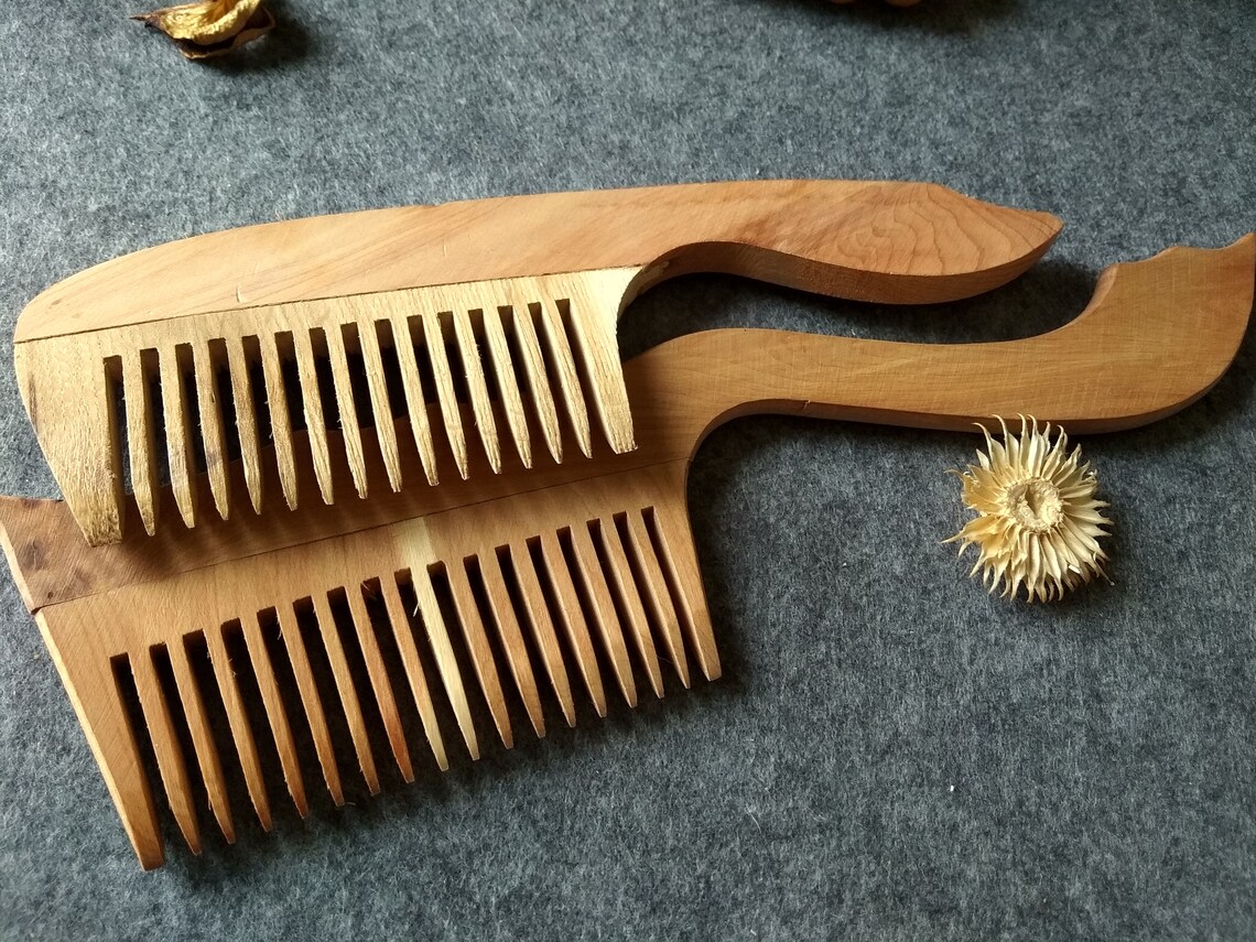 Set of Wooden Combs. Natural Hand carved Brown Comb. Juniper Etsy