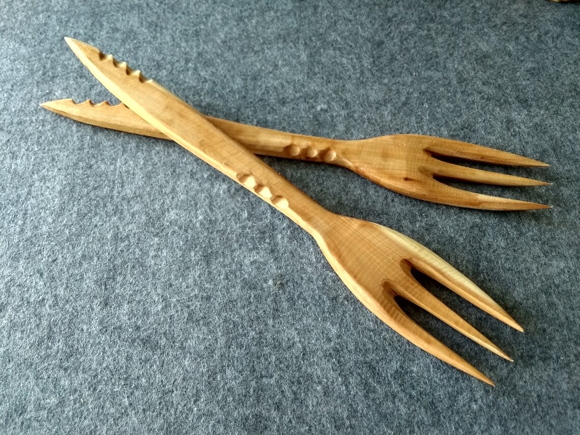 Set of Wooden Forks25.5cm 28cm. Handmade Wooden tableware. Etsy
